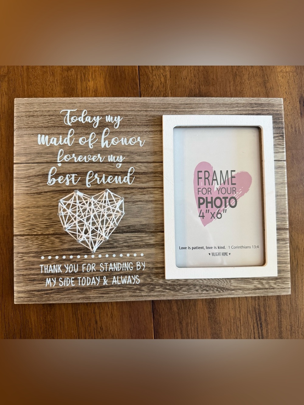 Michaels Wooden Maid of Honor Frame in White and Natural Wood